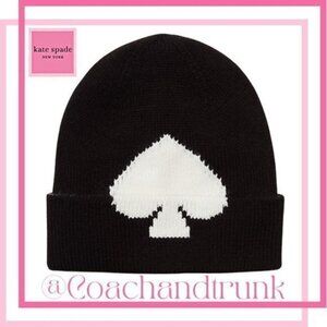 KATE SPADE Black Beanie With White Knit Spade *Price Is Firm*